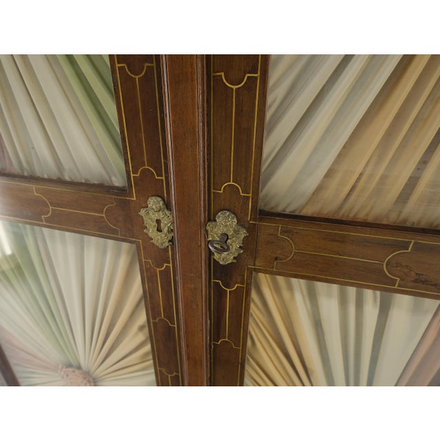 Brown Very Fine 1900s Antique Russian Brass Inlay Two Glass Doors Storage Cabinet For Sale - Image 8 of 13