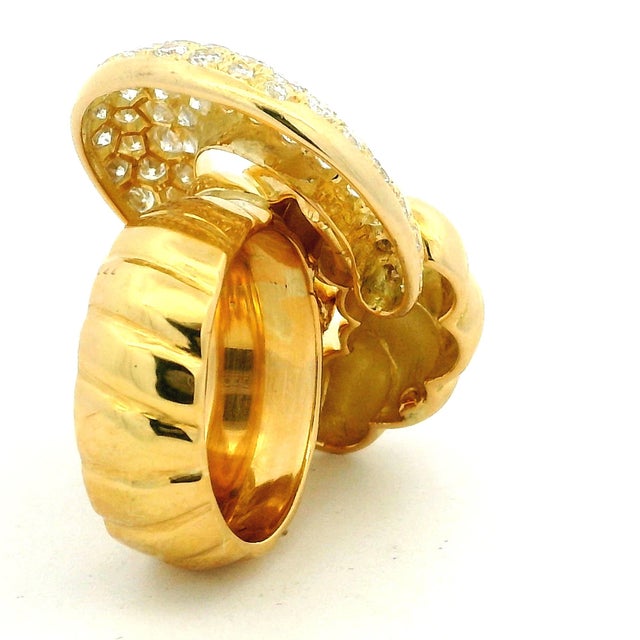 1970s Italian 18k Gold Diamond Swirl Cocktail Ring, 2.75 Carats, Size 7.5 For Sale - Image 11 of 16