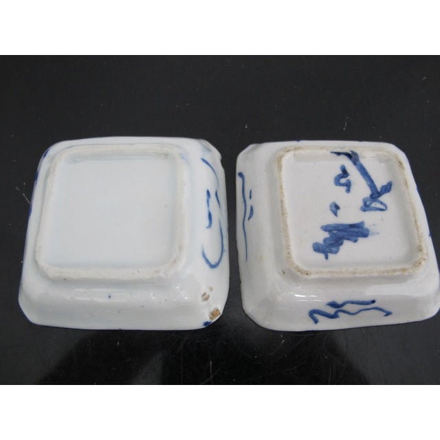 Chinese Blue and White Porcelain Divided Sushi Condiment Sauce Dish Tray Pair For Sale - Image 10 of 11