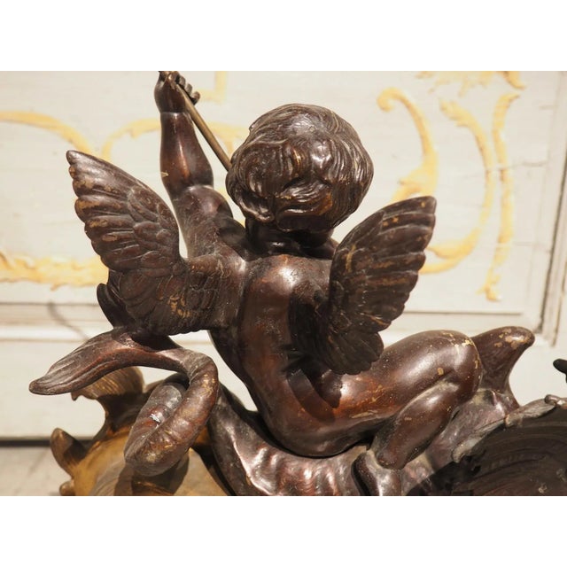 Impressive Pair of Circa 1850 French Bronze Chenets With Putti and Dragons For Sale - Image 12 of 13