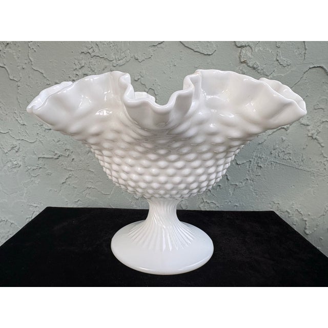 Traditional Vintage Fenton Milk Glass Hobnail Pedestal Compote Bowl 6.5” For Sale - Image 3 of 8