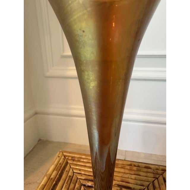 1990s Steven Lundberg Art Glass Vase With Patinaed Bronze Base For Sale - Image 9 of 18