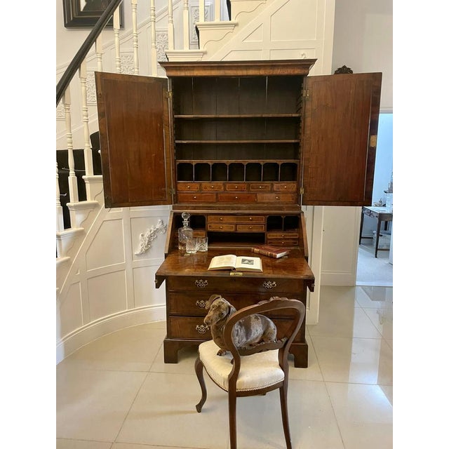 Brown Antique George I Figured Walnut Bureau Bookcase, 1720 For Sale - Image 8 of 18