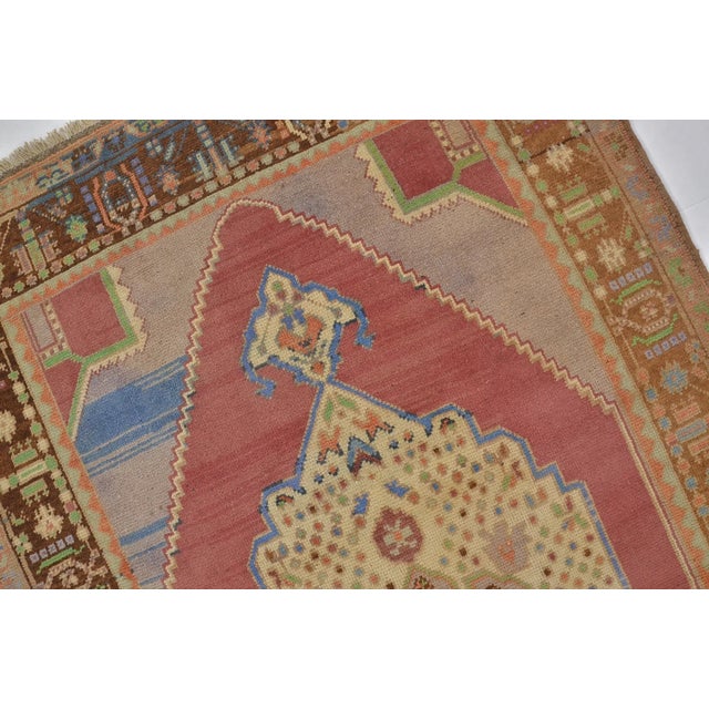 Vintage Small Oushak Floral Carpet For Sale - Image 9 of 10