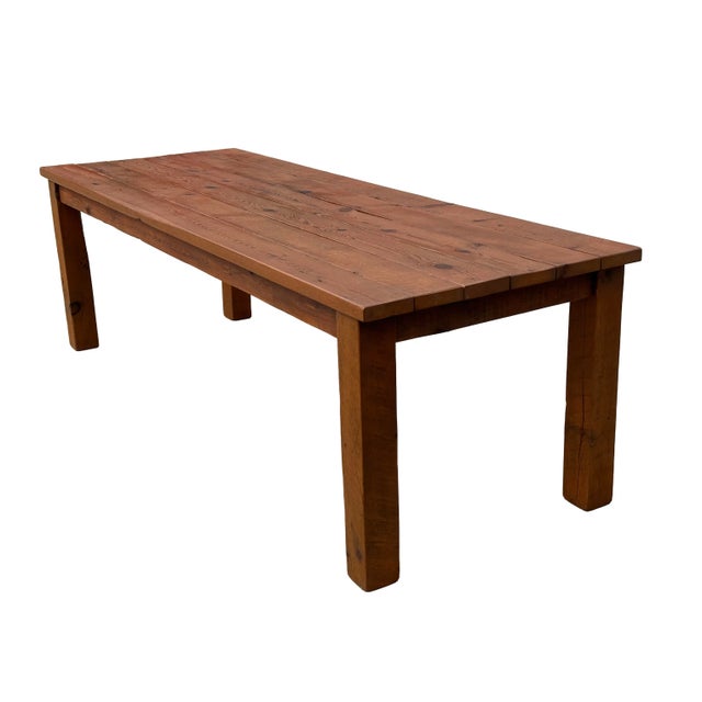 This "Schoolhouse" honey pine table is made from wide rustic, reclaimed pine boards, salvaged from Wisconsin's old Norwalk...