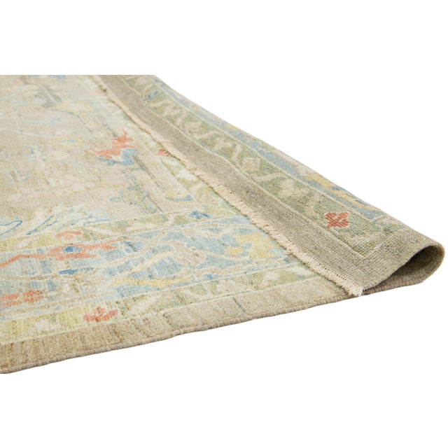 Apadana's Contemporary Designed Sultanabad Wool Rug Handmade in Light Brown For Sale - Image 4 of 10