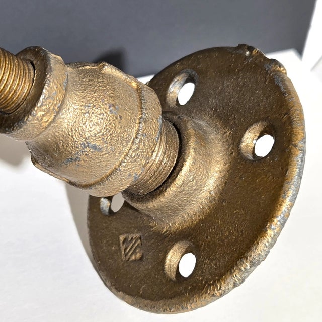 Metal Antique Gilt Bronze Welsbach Gas Light/ Lamp Fixture/ Sconce& Oc White Bracket For Sale - Image 7 of 12