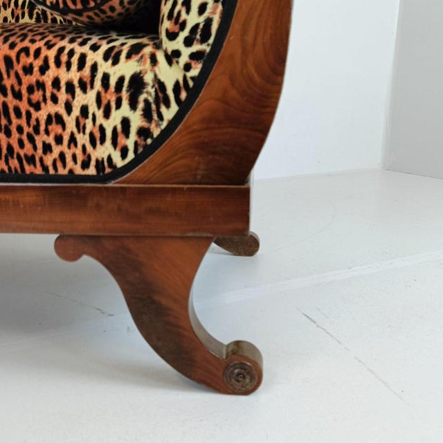 Wood Biedermeyer Sofa in Leopard Trim For Sale - Image 7 of 18