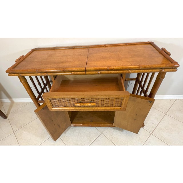 Vintage American of Martinsville Palm Beach Chic Bamboo Bar Cabinet on Casters For Sale In West Palm - Image 6 of 18