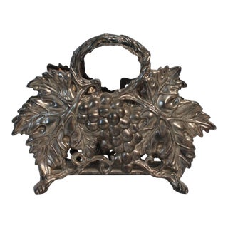 Vintage 1994 Godinger Silver Plated Grapevine Napkin Holder For Sale