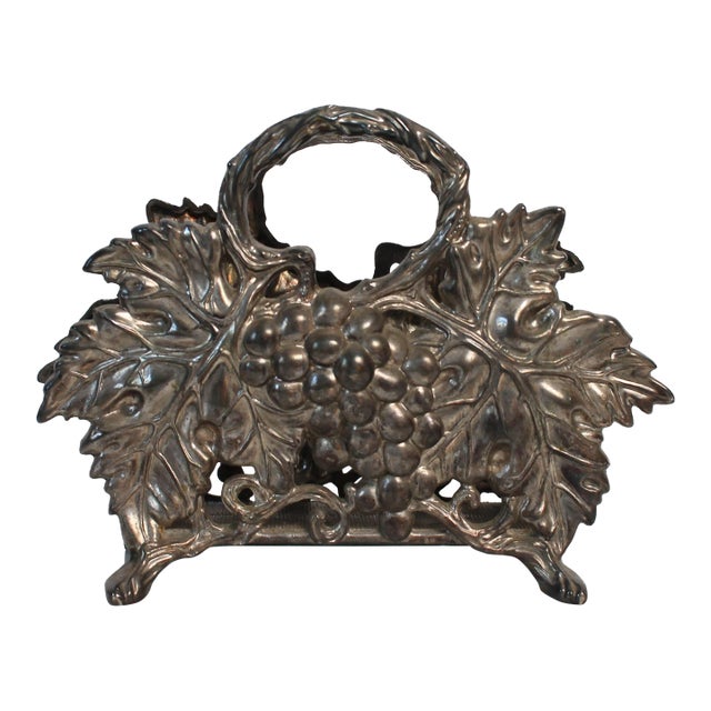 Vintage 1994 Godinger Silver Plated Grapevine Napkin Holder For Sale