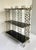 Silver Mid-Century Hollywood Regency Silver-Tone Metal Tabletop Étagère With Black Glass Shelves For Sale - Image 8 of 12