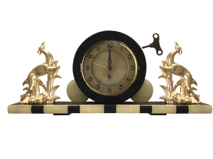 Art Deco Clock in Marble and Brass, 1930s