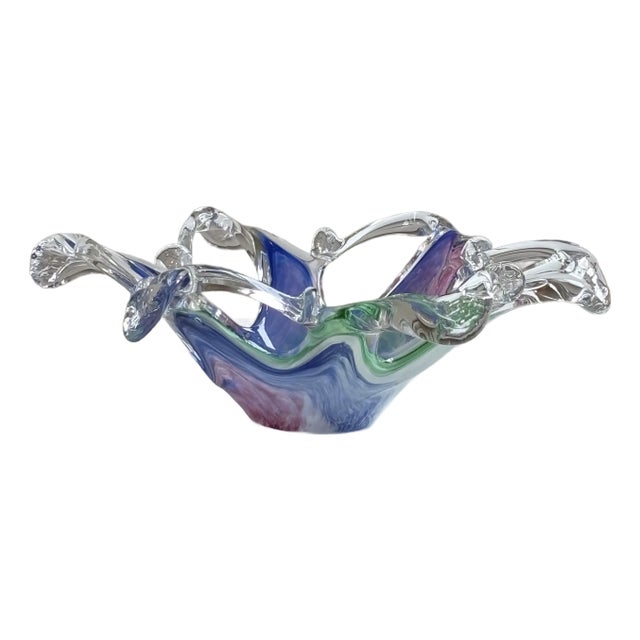 Late-20th Century Murano, Italy Free Form Art Glass Bowl For Sale