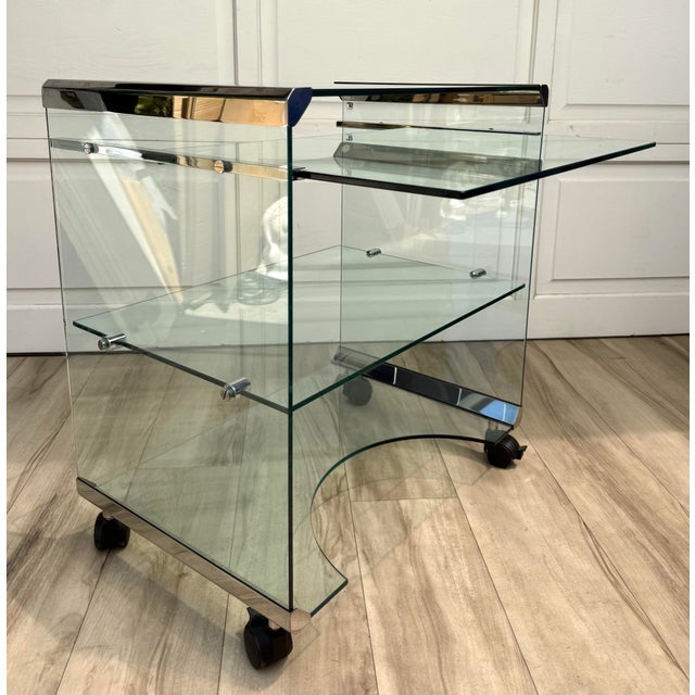 Pierangelo Gallotti 1970s Gallotti & Radice "George" Glass Bar Cart by Pierangelo Gallotti For Sale - Image 4 of 13
