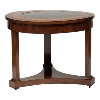 Empire Style Mahogany Table With Inset Fossilized Marble Top For Sale