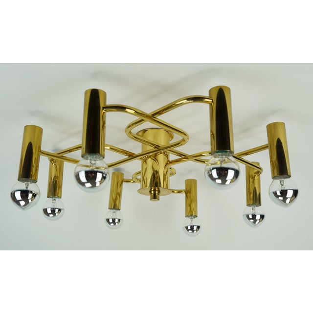 Metal Large Vintage Sputnik Brass Ceiling Lamp, 1970s For Sale - Image 7 of 12