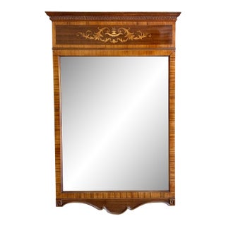 Rectangle Federal or Empire-Style Satinwood Marquetry Wall Mirror For Sale