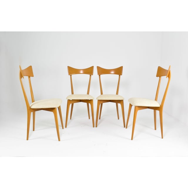 20th-century collectible dining chairs designed by the iconic duo Ico and Luisa Parisi for Ariberto Colombo, mid-1950s. A...