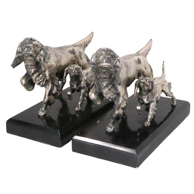 Mid 20th Century Pr. Silvered Metal Dog Bookends by the Philadelphia Mfg. Co. For Sale - Image 10 of 18