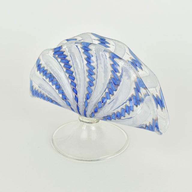 Vintage Murano Glass Latticino Letter Napkin Holder Cornflower Blue For Sale - Image 4 of 6