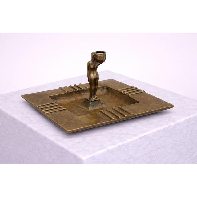 Swedish Art Deco Bronze Figural Candleholder or Ashtray from GAB, 1930s For Sale - Image 3 of 7