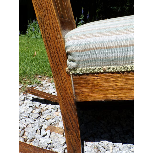 Antique Arts & Crafts Art Nouveau Mission Solid Oak Rocker Rocking Chair For Sale - Image 17 of 17