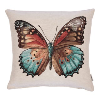 Butterfly Beauty Woven Cushion With Feather Filler - 42x42cm (17"x17") For Sale