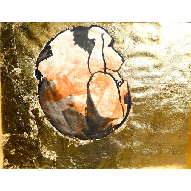 Contemporary Golden Beagle - Ink and Gold Leaf pPainting by Martha Holden For Sale - Image 3 of 7