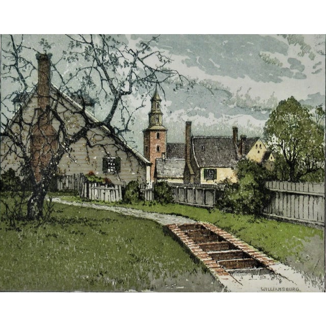 This artwork titled "Williamsburg" c.1974 is a color etching on Wove paper by noted Austrian artist Josef Eidenberger,...