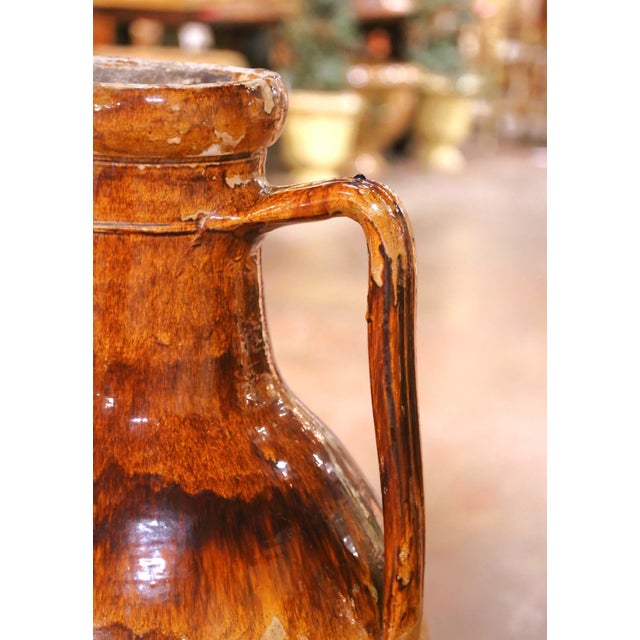 Ceramic 19th Century French Terracotta Olive Oil Jar With Handles and Spout For Sale - Image 7 of 10