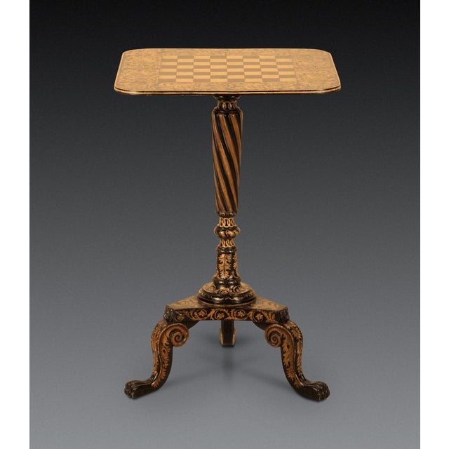 Regency Penwork Tripod Games Table, 1820s For Sale - Image 11 of 12