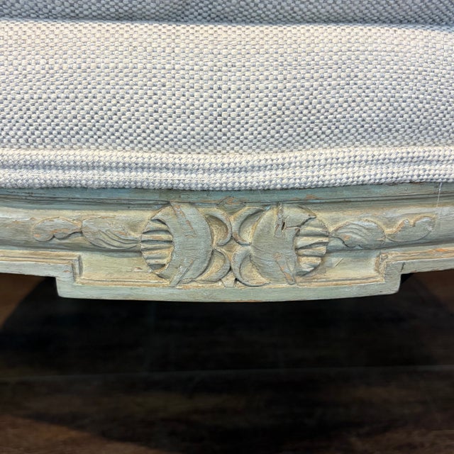Antique French Louis XVI Carved and Painted Bergère Armchairs -a Pair For Sale - Image 4 of 12