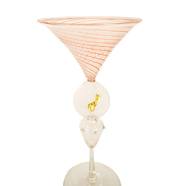 Antique Set 3 Handblown Martini Glasses Animals Bimini Werkstätte Austria 1925 For Sale - Image 11 of 15