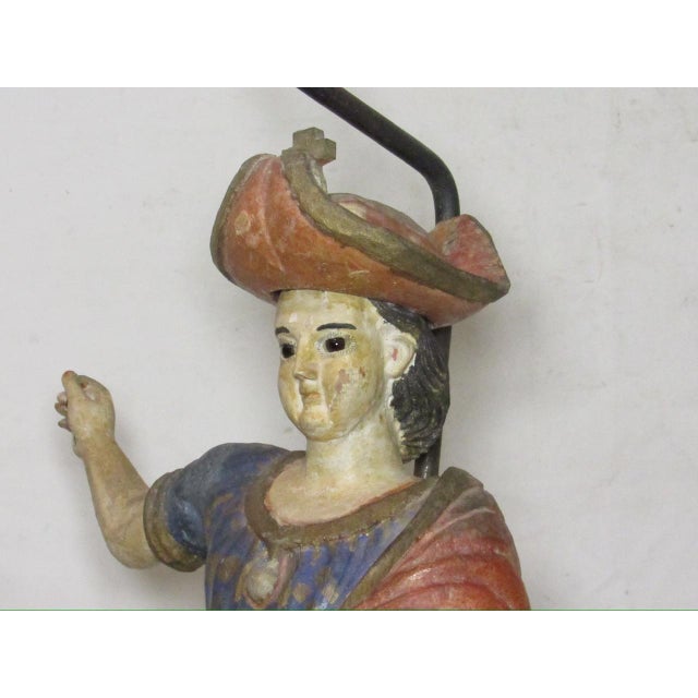 Early 19th Century 18th/19th Century Spanish Colonial Santo Figure Lamp For Sale - Image 5 of 18