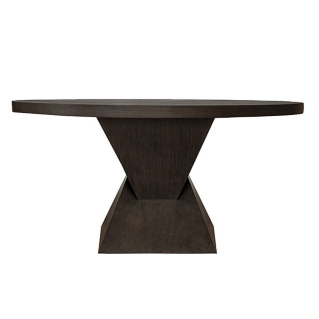 Contemporary Matthew Izzo Home Newport Espresso Oak Round Pedestal Dining Table For Sale - Image 3 of 5