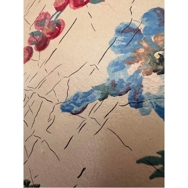 1920s Chateau-Discovered Antique French Paul Dumas Floral Wallpaper Panel - 29"x30" For Sale - Image 9 of 9