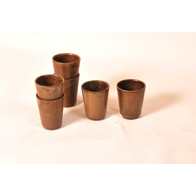 Brutalist Stoneware Cups from Digoin, 1970s, Set of 6 For Sale - Image 4 of 7