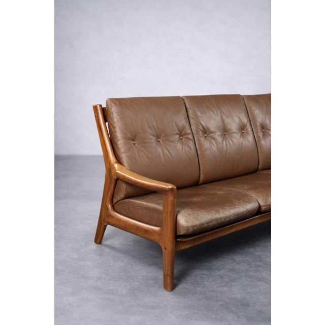 Mid-Century Modern Danish Three-Seater Sofa in Brown Leather by Georg Thams for A/S Vejen Polstermöbelfabrik, 1960s For Sale - Image 11 of 18