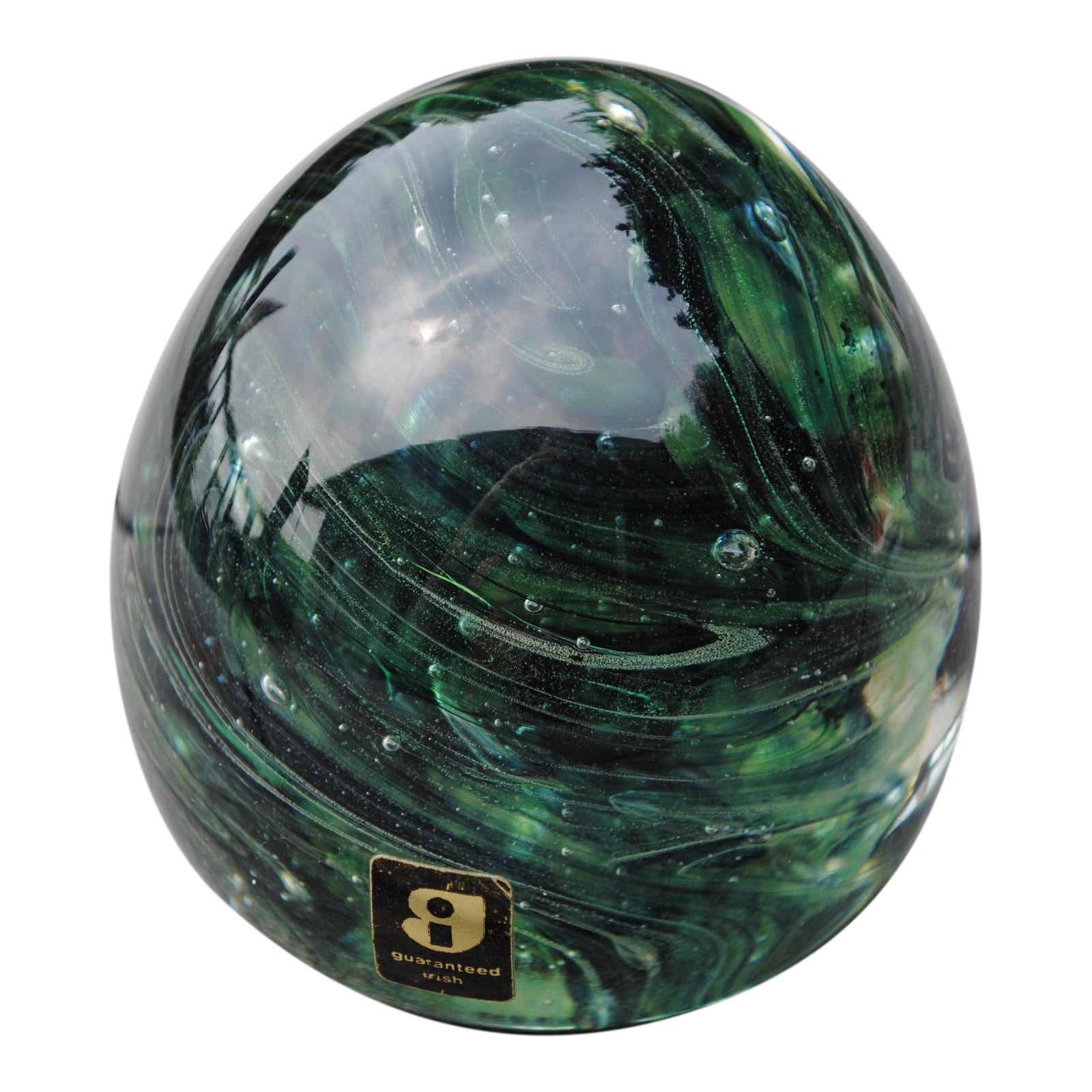 Vintage Green Swirl Kerry Art Glass Paperweight Ireland Chairish