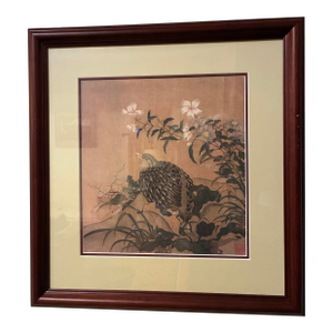 Late 20th Century Tosa Mitsuoki "Quail Birds and Flowers" Framed Art Print