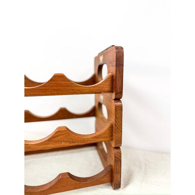 Mid 20th Century Vintage Selandia Designs Teak 12-Bottle Modular Wine Rack Danish Designs For Sale - Image 5 of 12