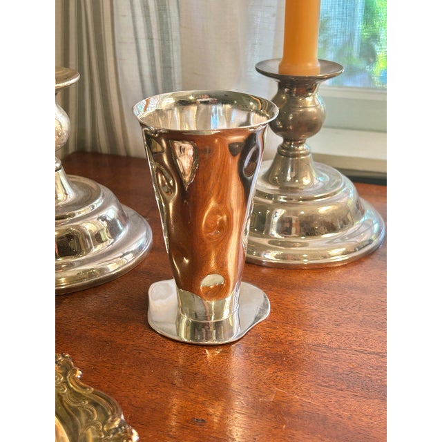 Contemporary Izabel Lam New York Modernist Silver Plated Wavy Vases - A Pair For Sale - Image 3 of 8