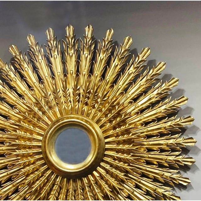 Large Vintage Spanish Sunburst Mirror, 1970s For Sale - Image 4 of 13