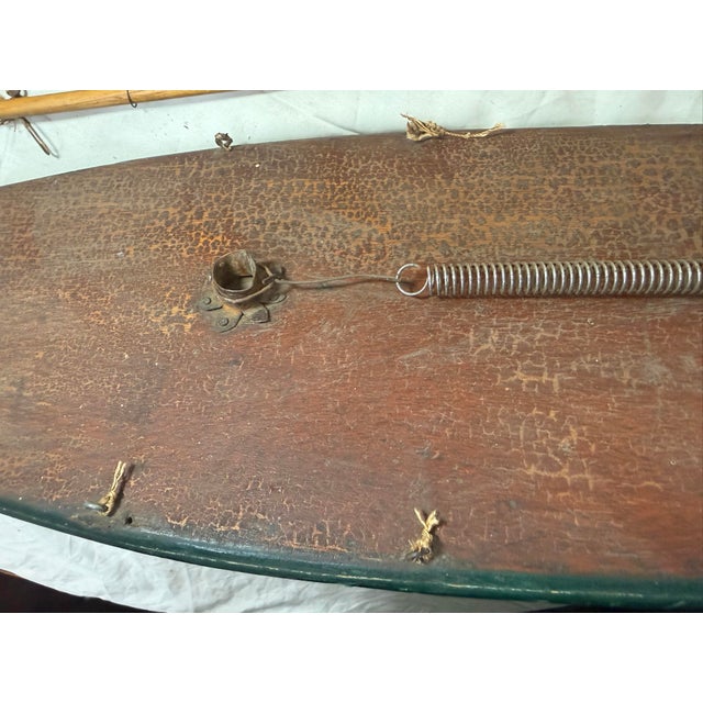 Rare Antique 19th Century Handmade Folk Art Wood Metal Sailing Yacht Sail Boat For Sale - Image 9 of 18