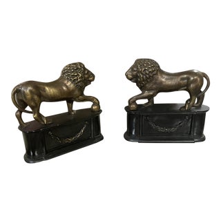 1960s Brass Lion Bookends - Set of 2 For Sale