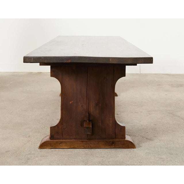 Country Italian Provincial Farmhouse Trestle Dining Table | Chairish