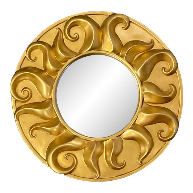 1980s Post Modern Hollywood Regency Sun Accent Wall Mirror. For Sale