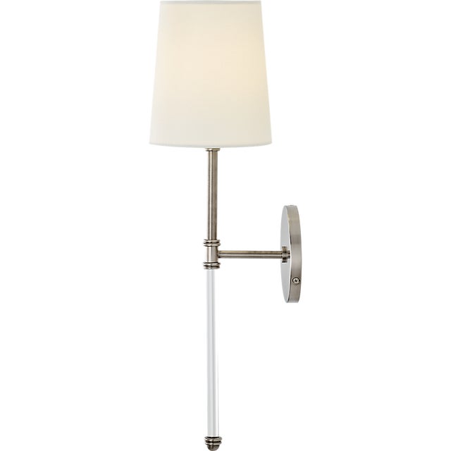 2020s Suzanne Kasler for Visual Comfort Signature Camille Sconce in Antique Nickel with Linen Shade For Sale - Image 5 of 8