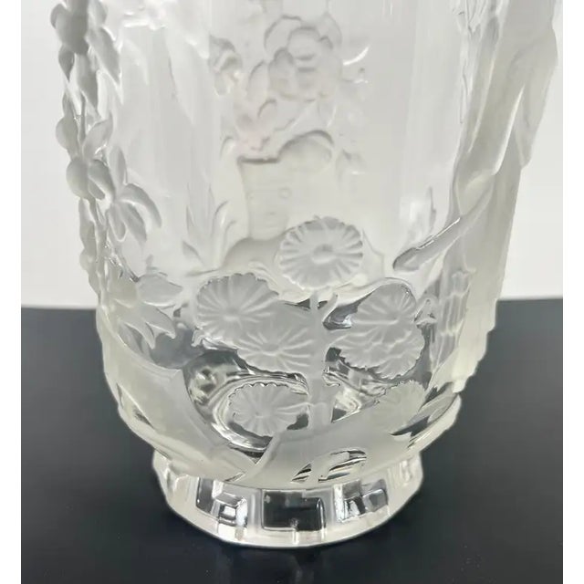 1930 Verlys French Art Glass “Mandarin” Vase Frosted & Clear Relief Design For Sale In New York - Image 6 of 18